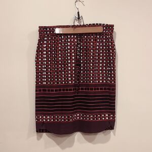 LOFT Black and Red Checkered Pencil Skirt